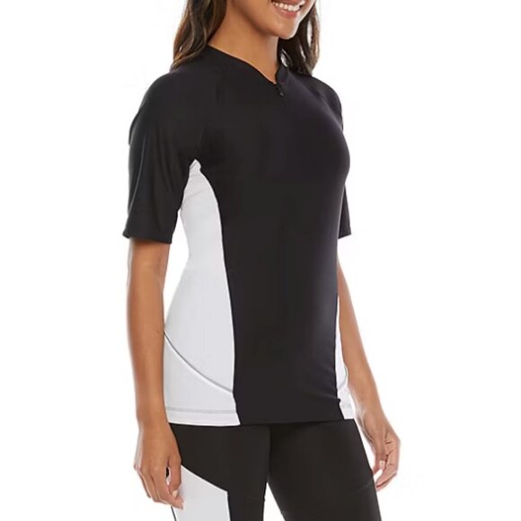 Xersion Womens Mock Neck Short Sleeve Jersey, Black Sz XXL 925485 - Picture 1 of 3